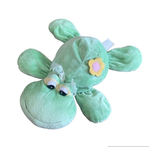 Kellytoy Lying Down Frog Eyes Smile Flower Floppy Soft Big Eyes Green Well Loved - Picture 1 of 8